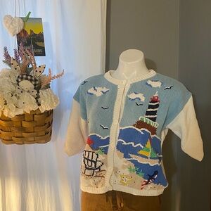 Vintage Nautical Lighthouse Knit Cardigan